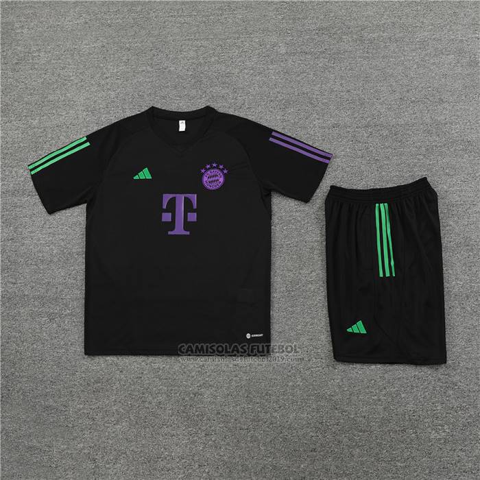 Fato de Treino Bayern de Munique Manga Curta 2023-2024 Preto - Calcas Curta